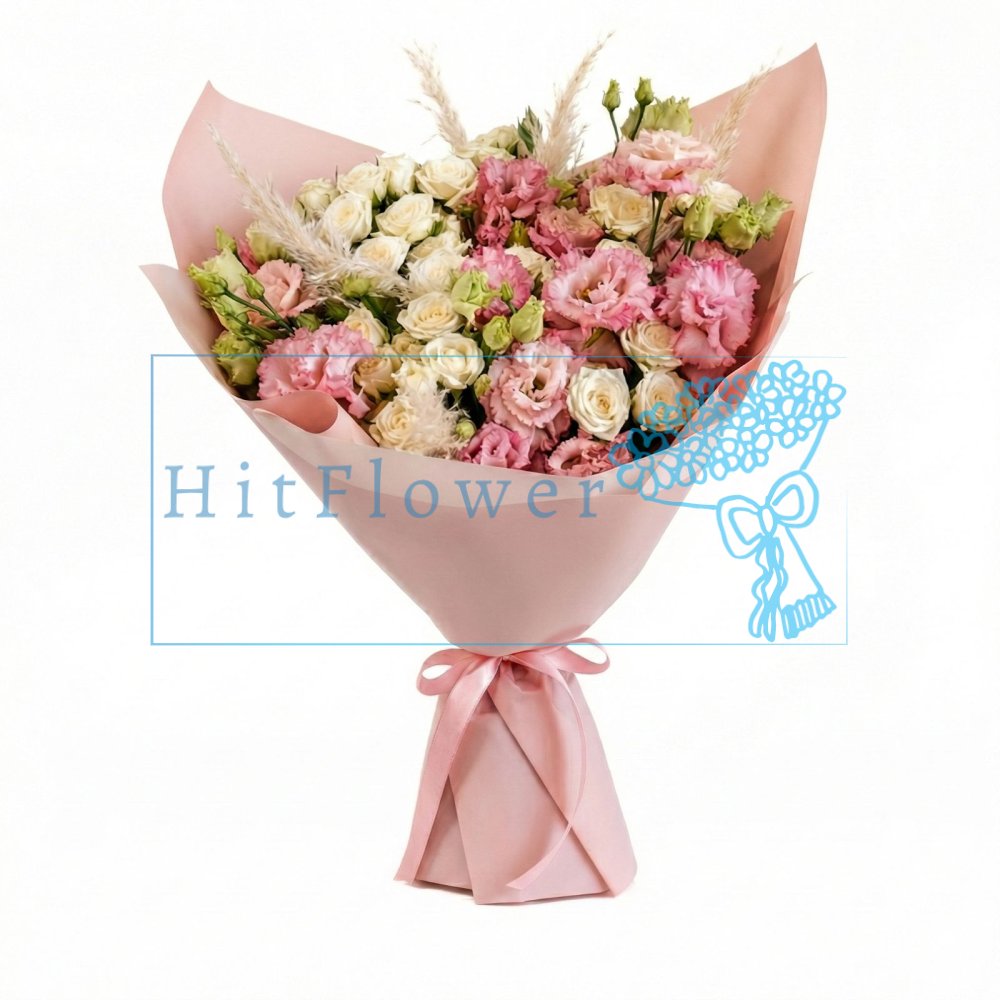 Букет цветов из: Лизиантусы и Розы